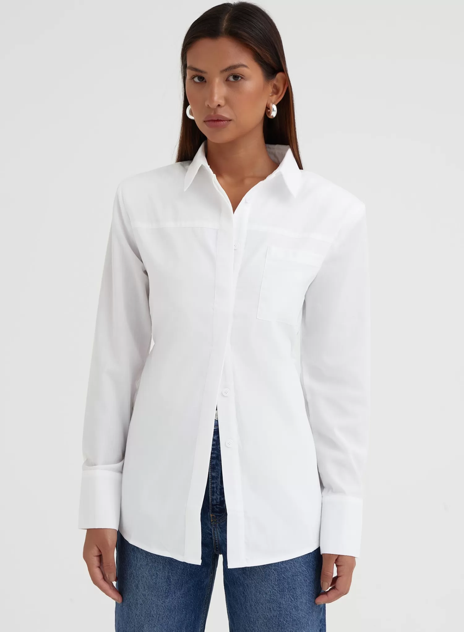 White Open Tie Back Shirt - Vienna-4th & Reckless Sale