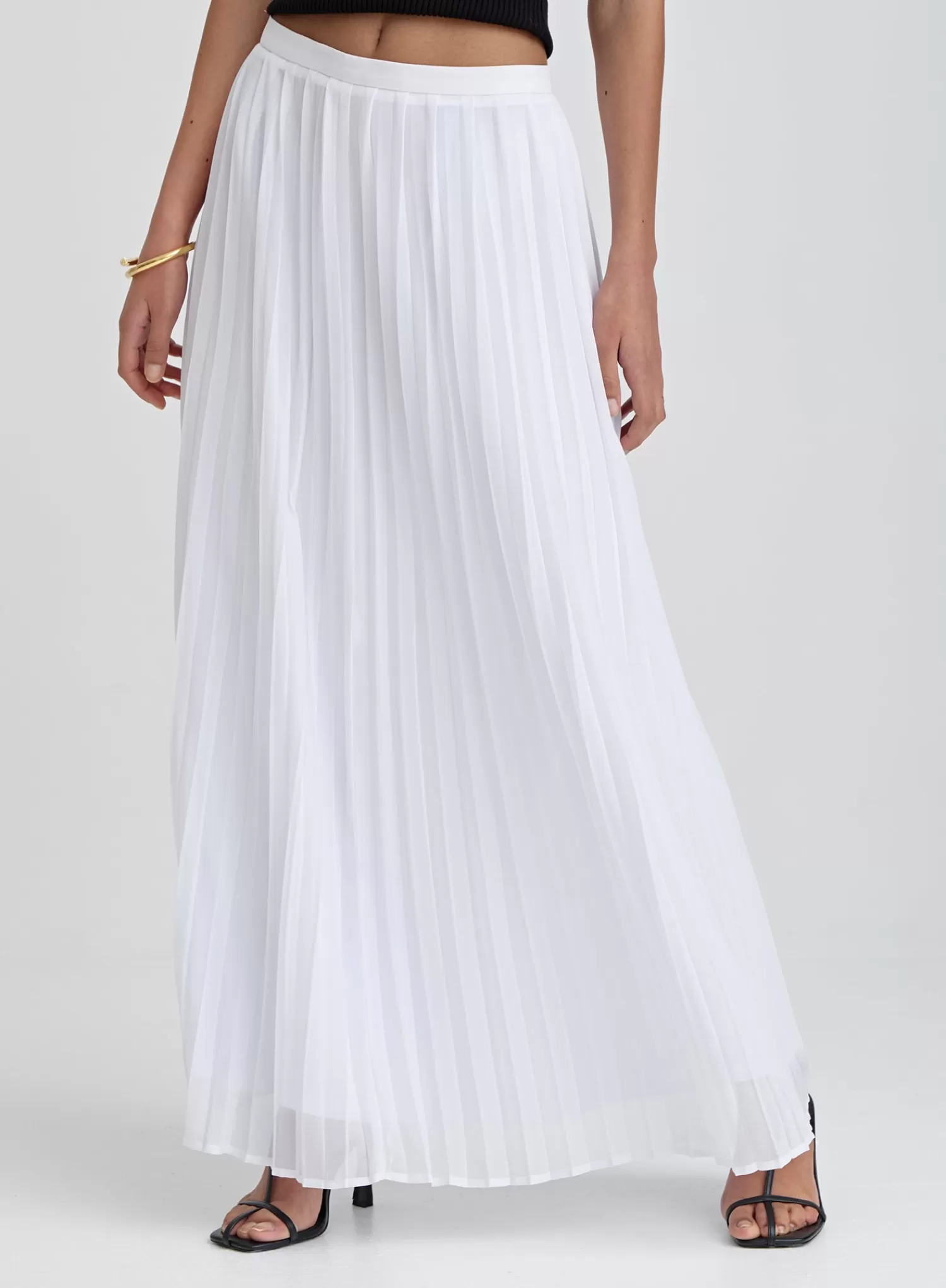 White Pleated Maxi Skirt- Hilda-4th & Reckless Cheap