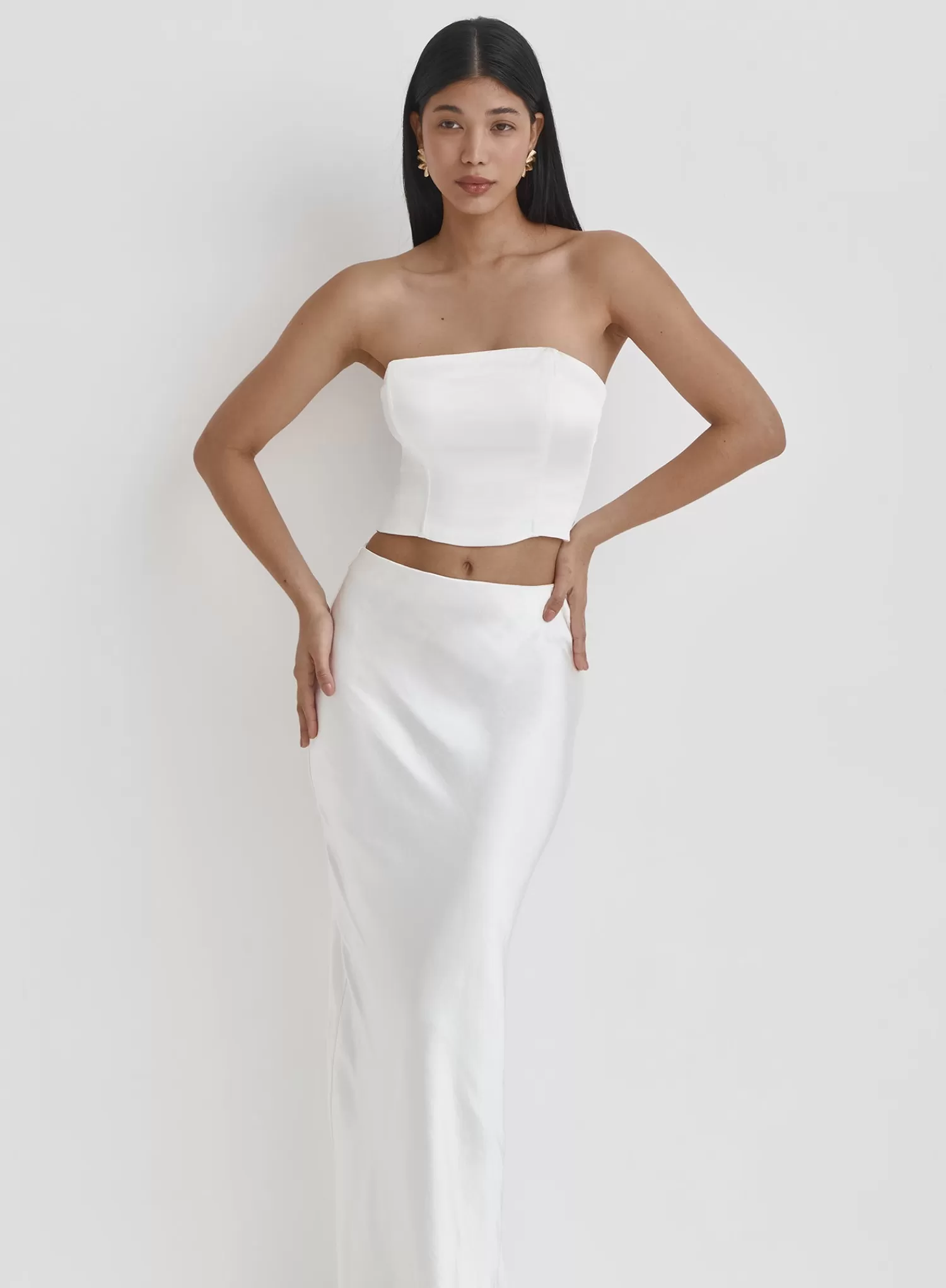 White Satin Maxi Skirt-Azalea-4th & Reckless Discount