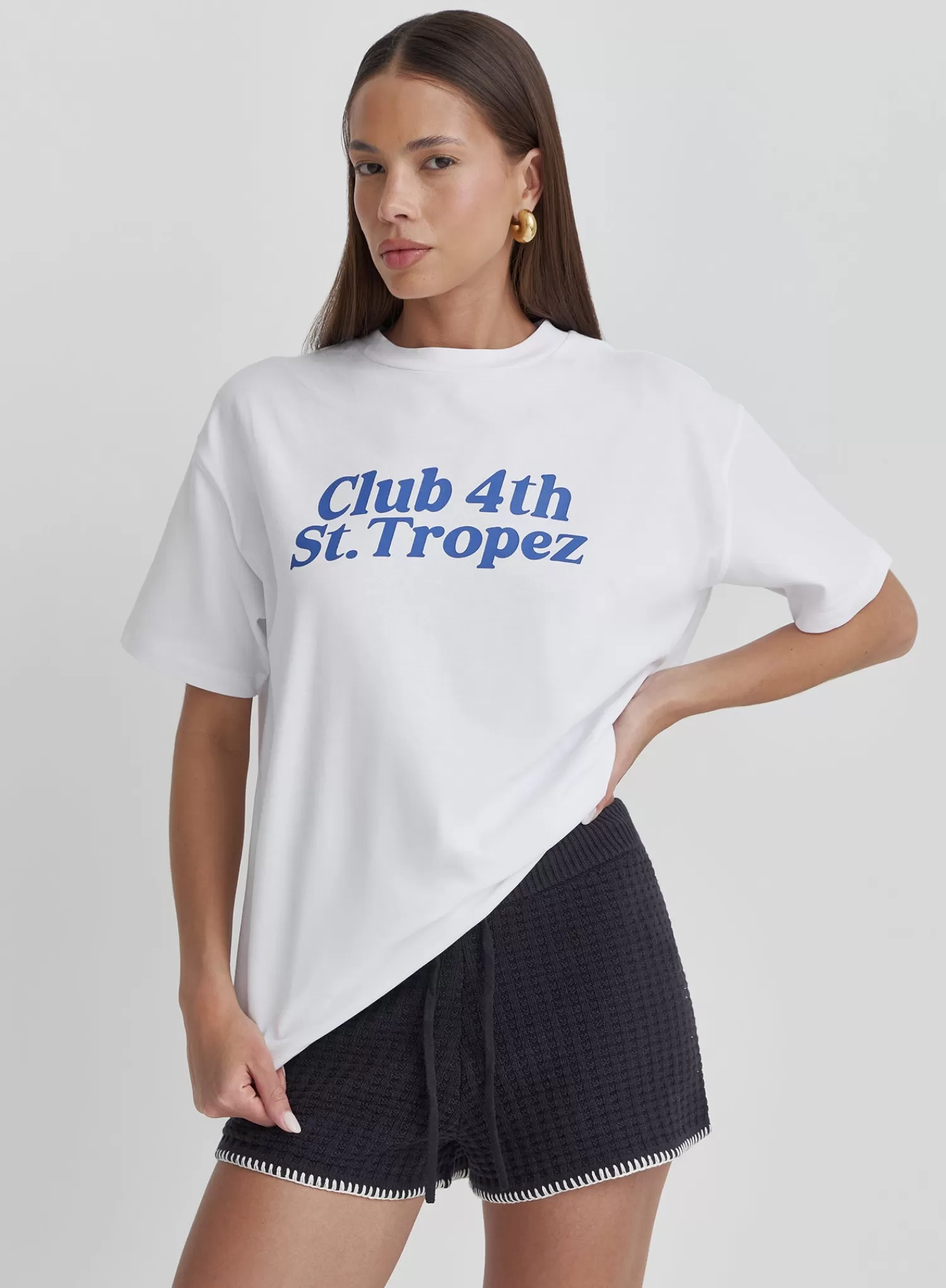 White St Tropez Slogan T-Shirt- Laurent-4th & Reckless Shop