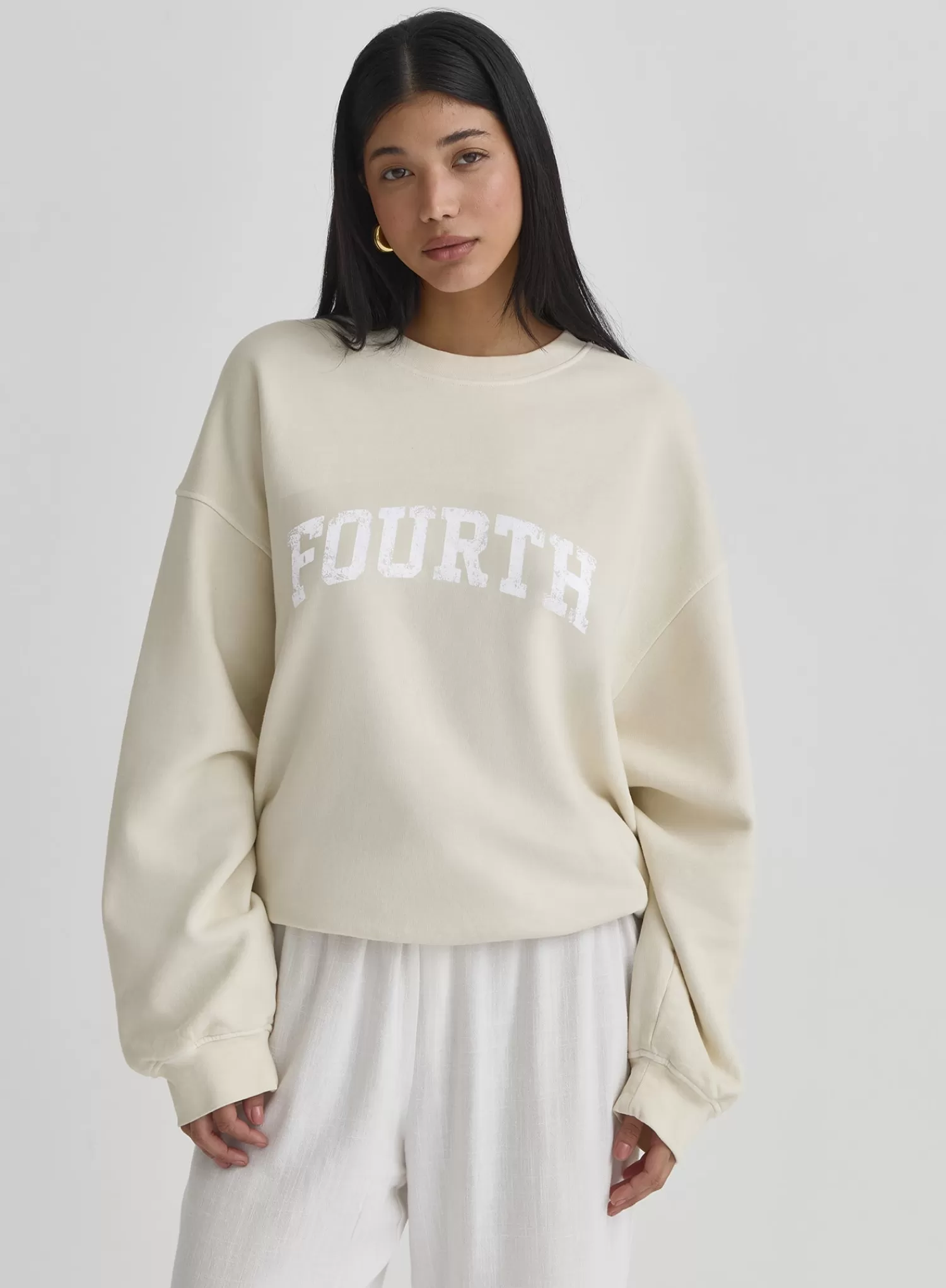 Yellow Oversized Fourth Logo Sweatshirt- Tana-4th & Reckless Outlet