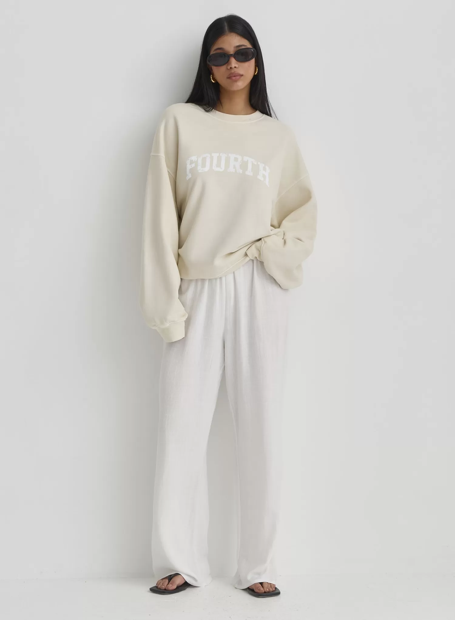 Yellow Oversized Fourth Logo Sweatshirt- Tana-4th & Reckless Outlet